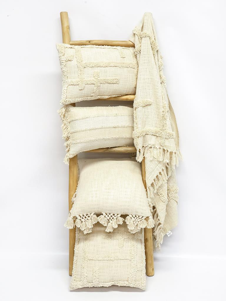 Caliente Throw Blanket with embroidery natural