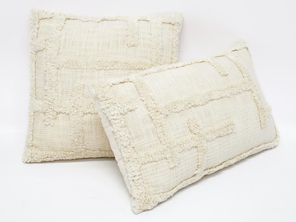 Caliente Embroidered White Cushion 35X55CM
