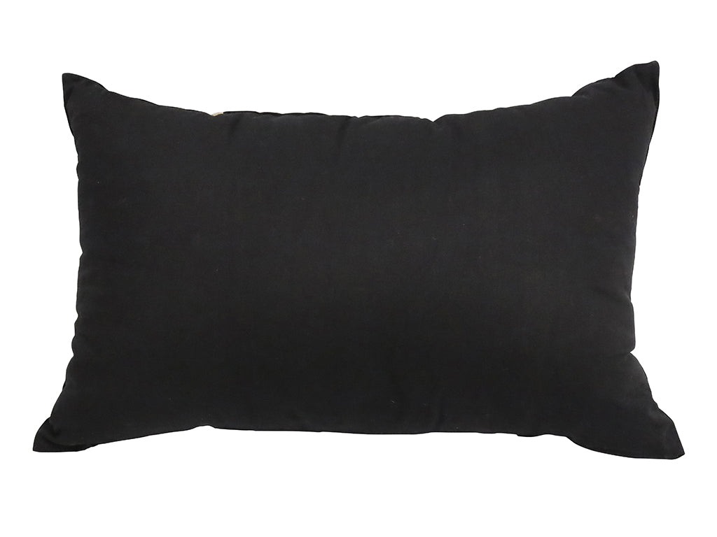 Black Rectangular Artisian Linen Cushion Gold Braid W/Microfiberfill 60X40CM