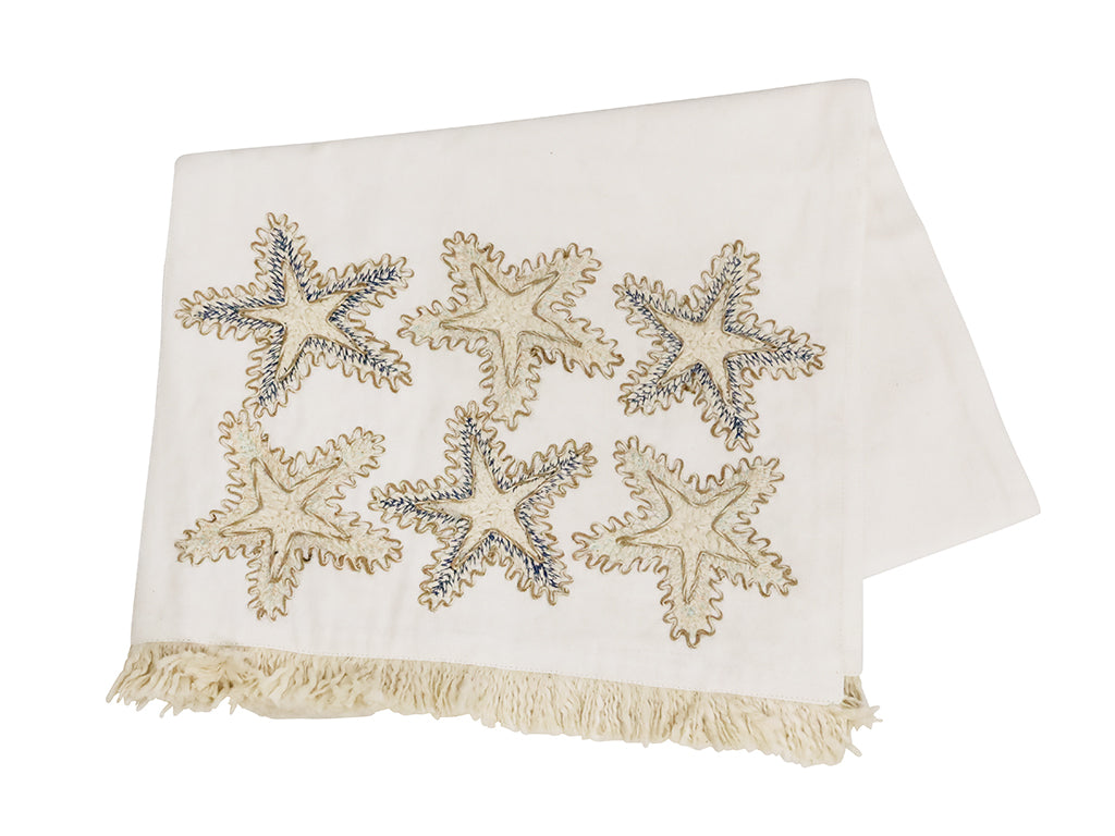 Coralie Linen Starfish Embroidered Table Runner 220X35CM
