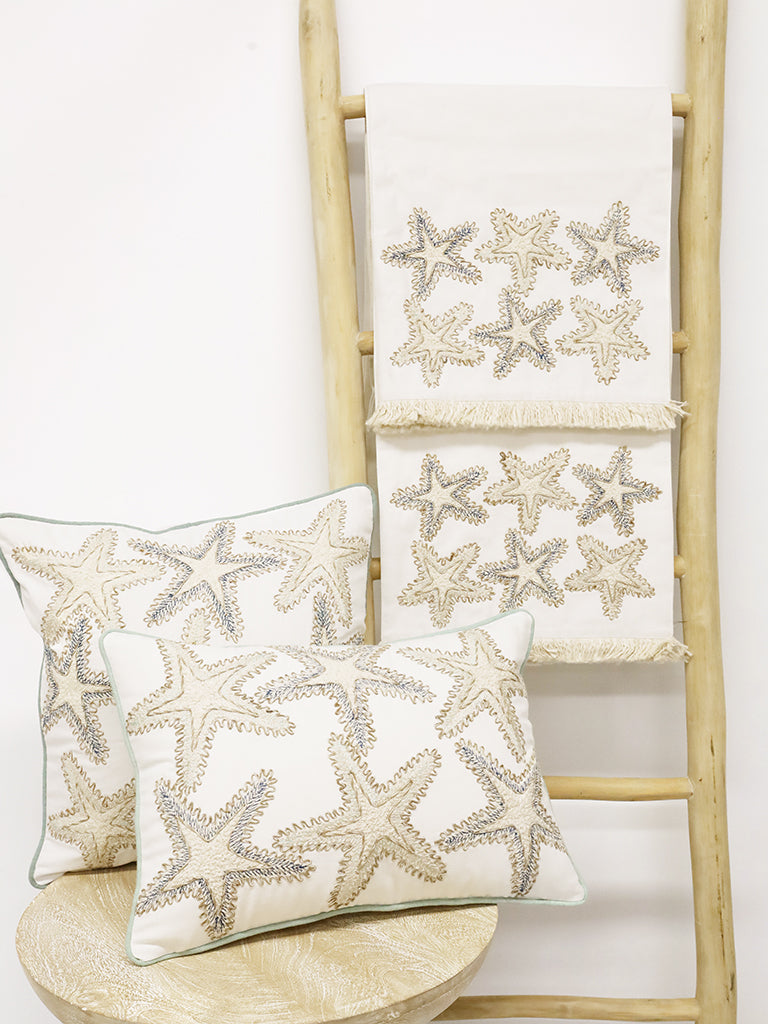 Coralie Linen Starfish Embroidered Table Runner 220X35CM