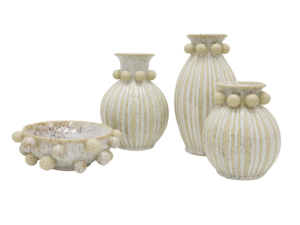 Admire Ceramic Vase White & Natural Short 21X27CM