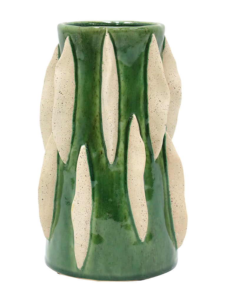 Arushi Ceramic Vase Emerald & Natural 19X27CM Short