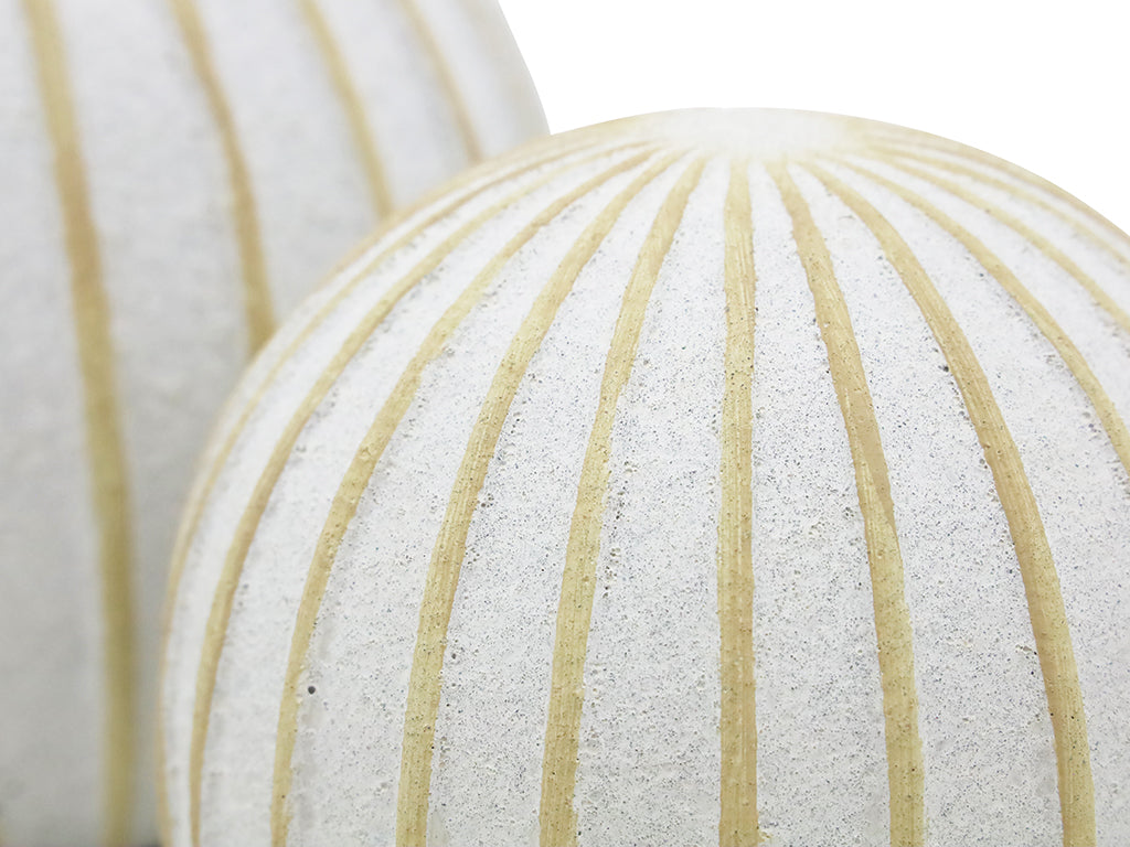Stripes Terracotta Decorative Ball Off White 16X15CM