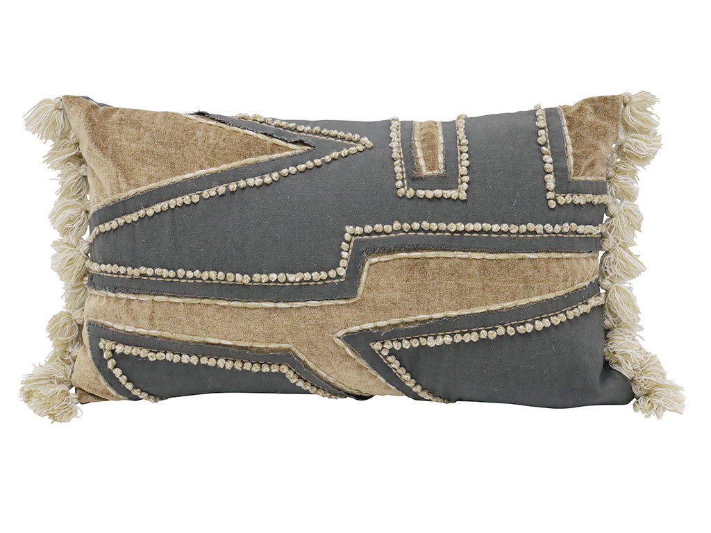 Zazu Velvet Stone Wash Cushion Black & Toffee 30X50CM