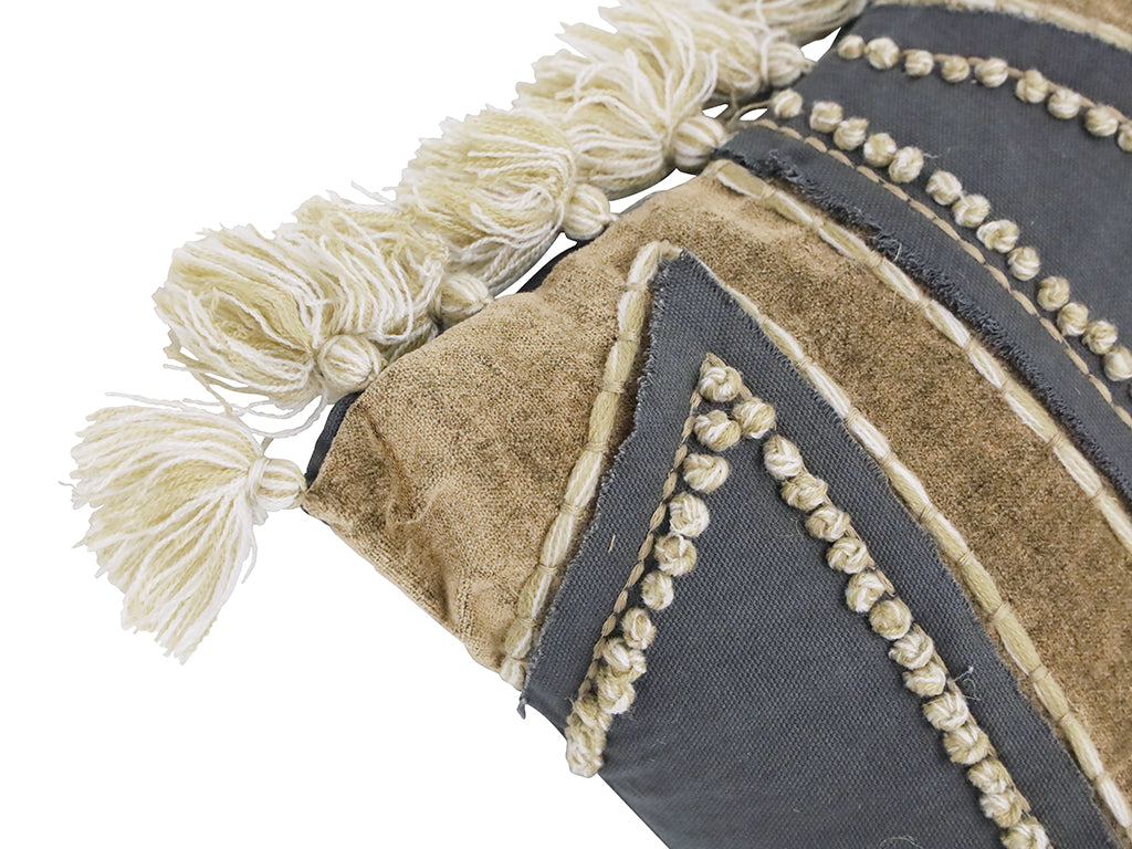 Zazu Velvet Stone Wash Cushion Black & Toffee 30X50CM
