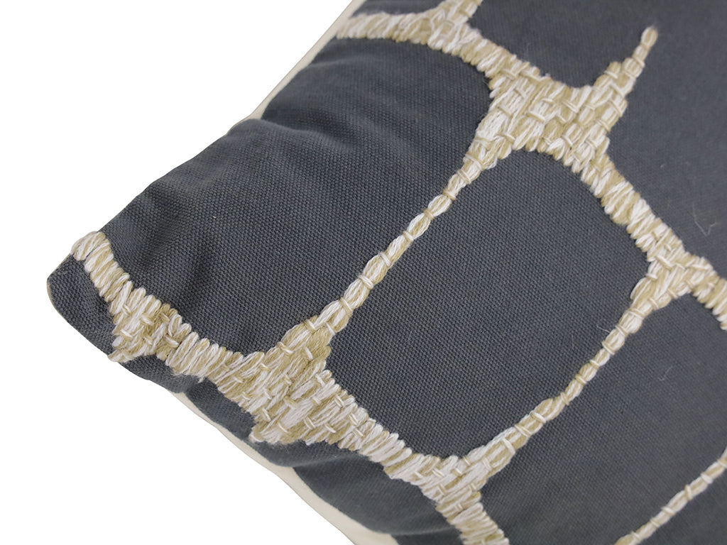 Zazu Velvet Stone Wash Square Cushion Black & Natural 45x45cm