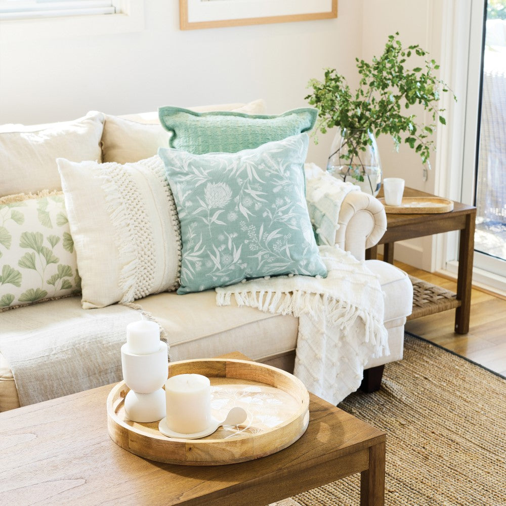J.Elliot Bindi Mint & Ivory Floral Cushion 50x50cm