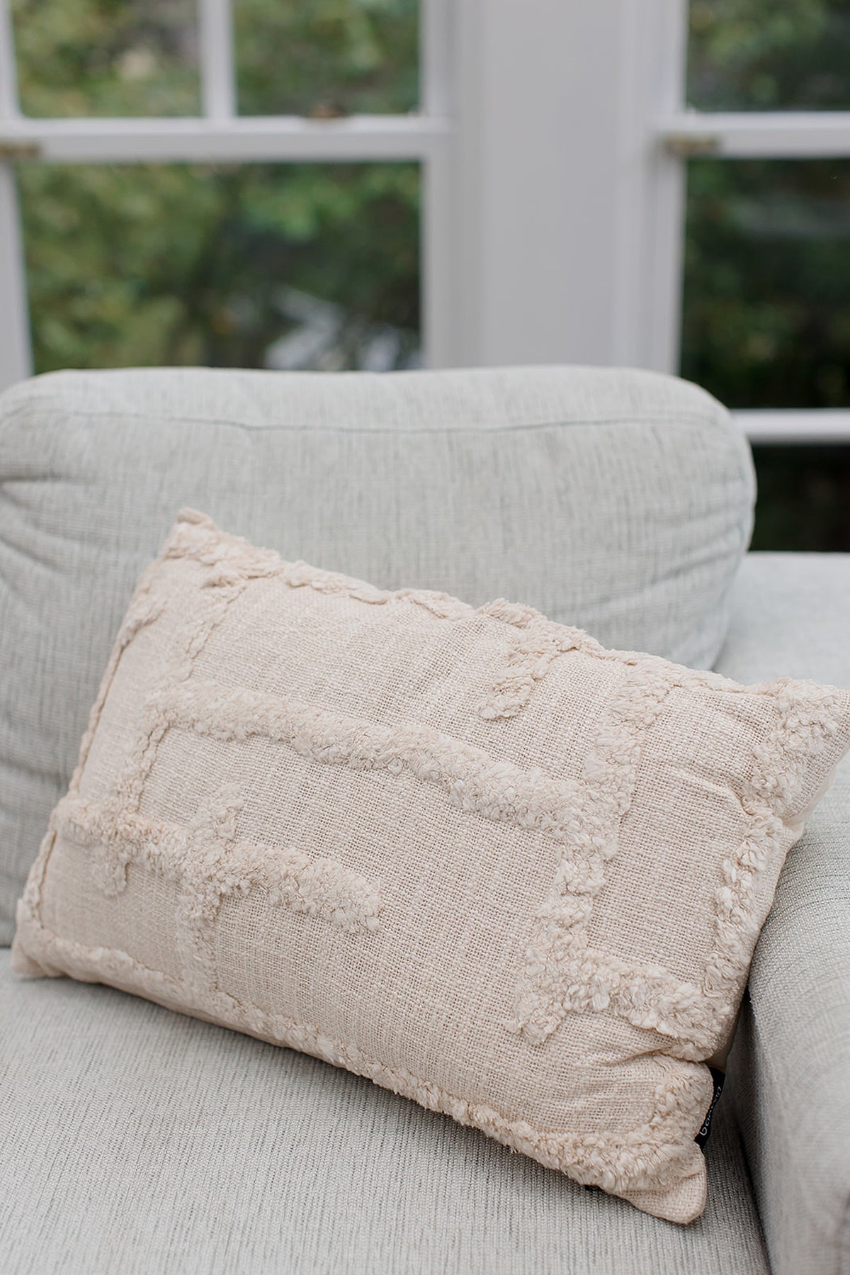 Caliente Embroidered White Cushion 35X55CM