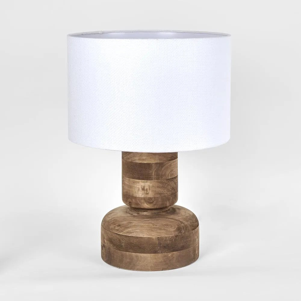 Clem Timber Table Lamp White Shade