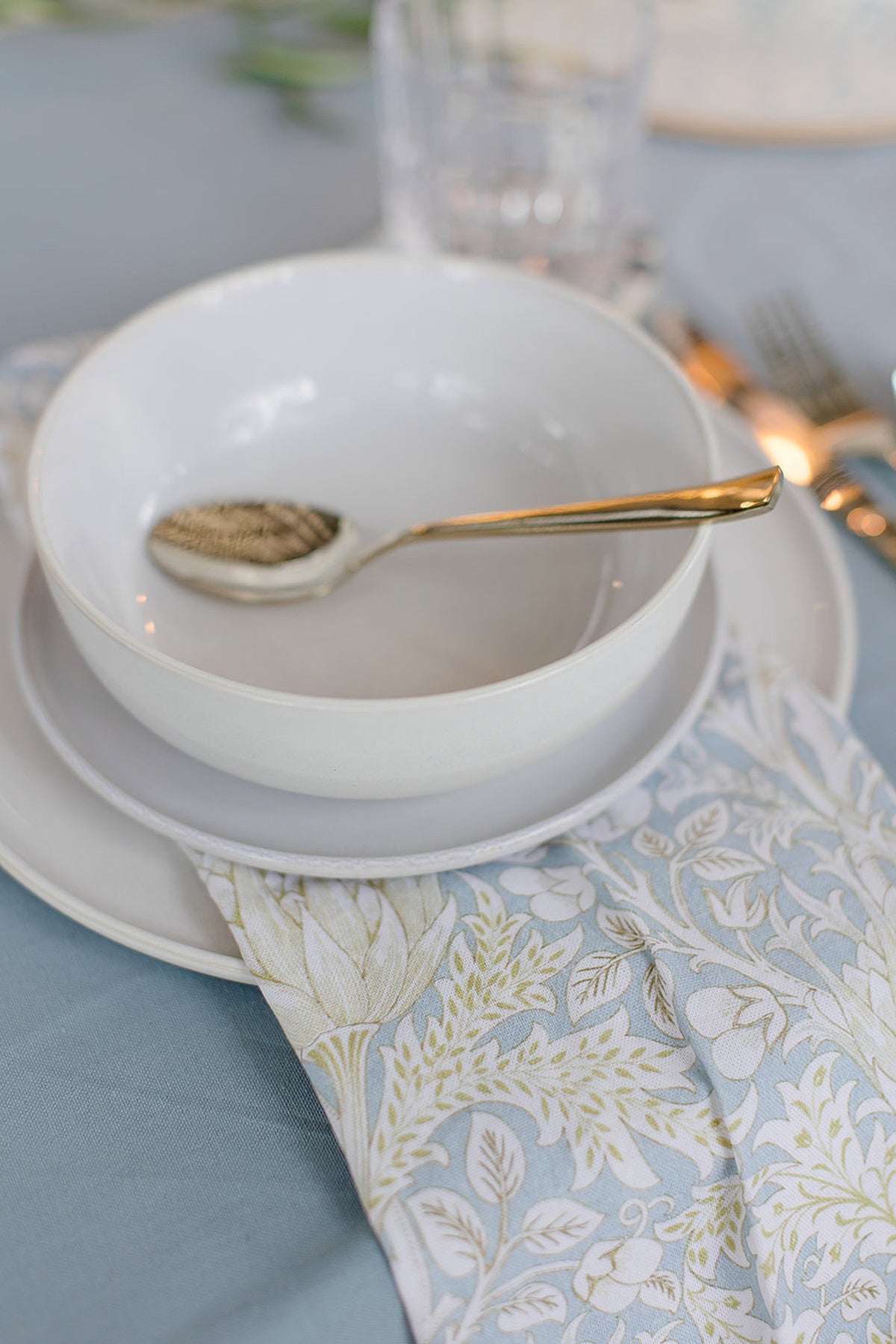 Set of 4 Cotton napkins blue artichoke