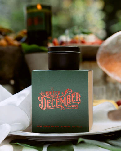 Hunter Candles Christmas DECEMBER Pine Cedar Rosemary Leather