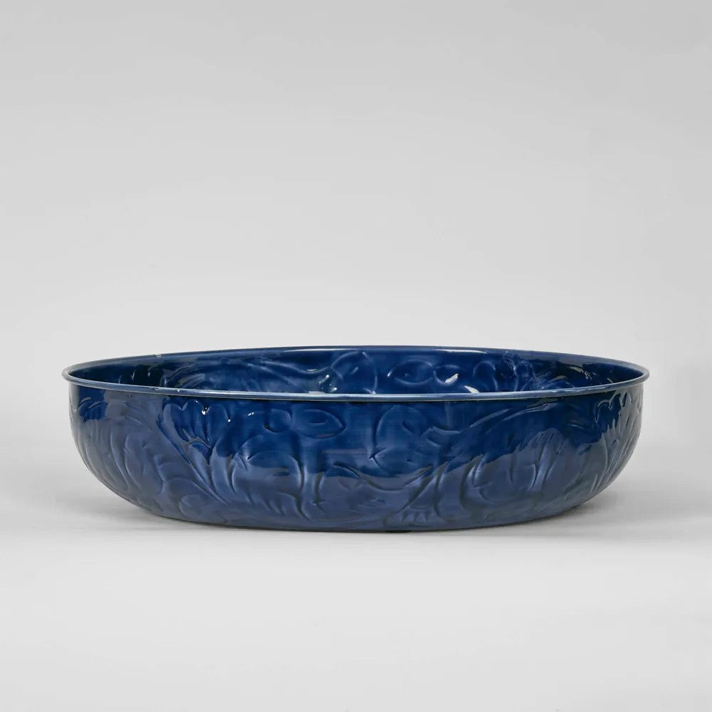 Embossed Enamel Serving Bowl LGE Blue