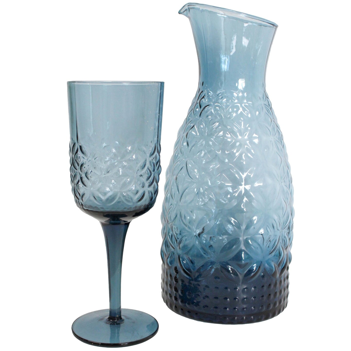 Set of 4 Smoked Blue Vintage Stemware