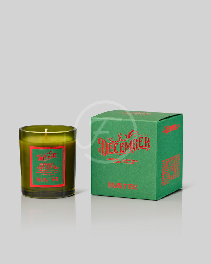 Hunter Candles Christmas DECEMBER Pine Cedar Rosemary Leather