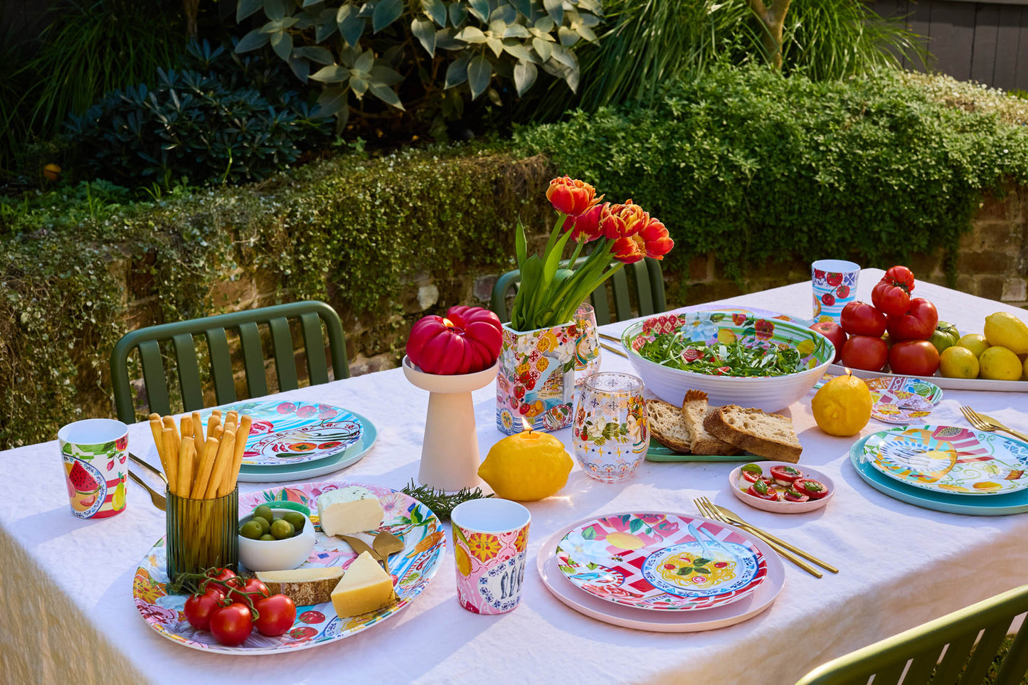 Set of 4 Melamine Italian Summer Plates