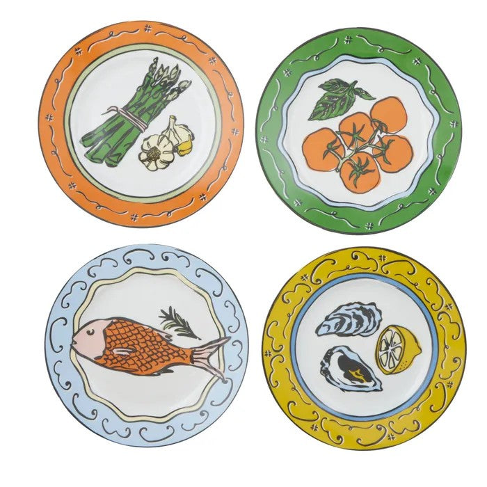 Set of 4 Deli Ceramic Plates 20.5x2.5cm