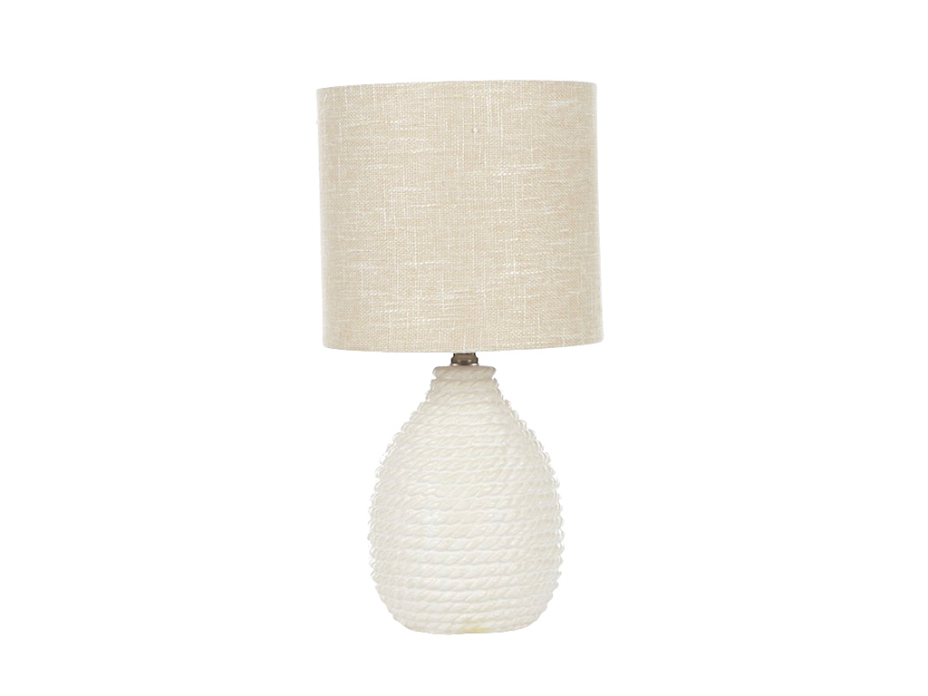 Set of 2 Table Lamps Laci Ceramic Ivory Natural With Linen Shade