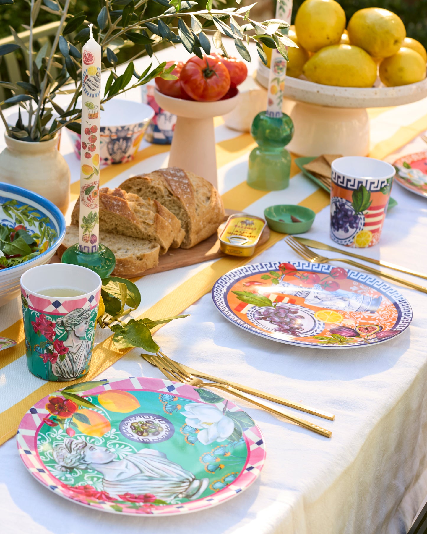 Set of 4 Mediterranean Summer Melamine Cups