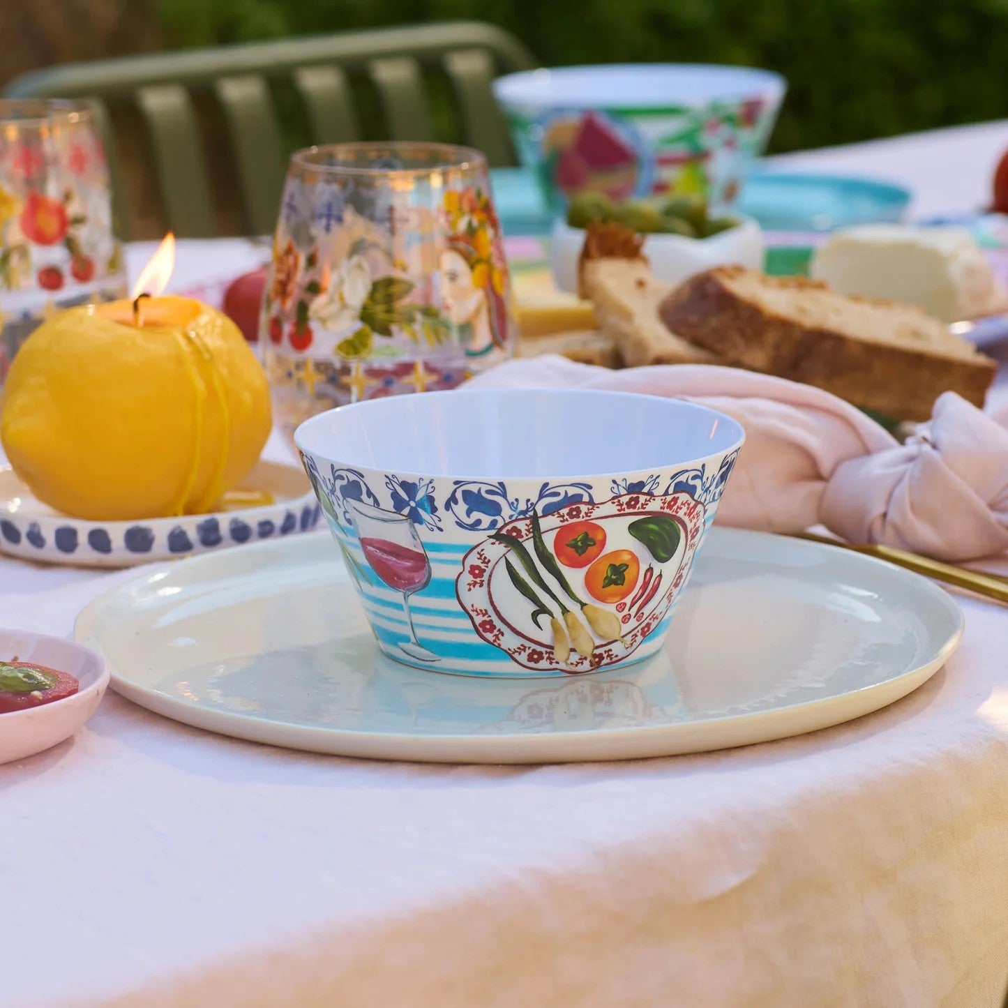 Set of 4 Melamine Italian Summer Bowls