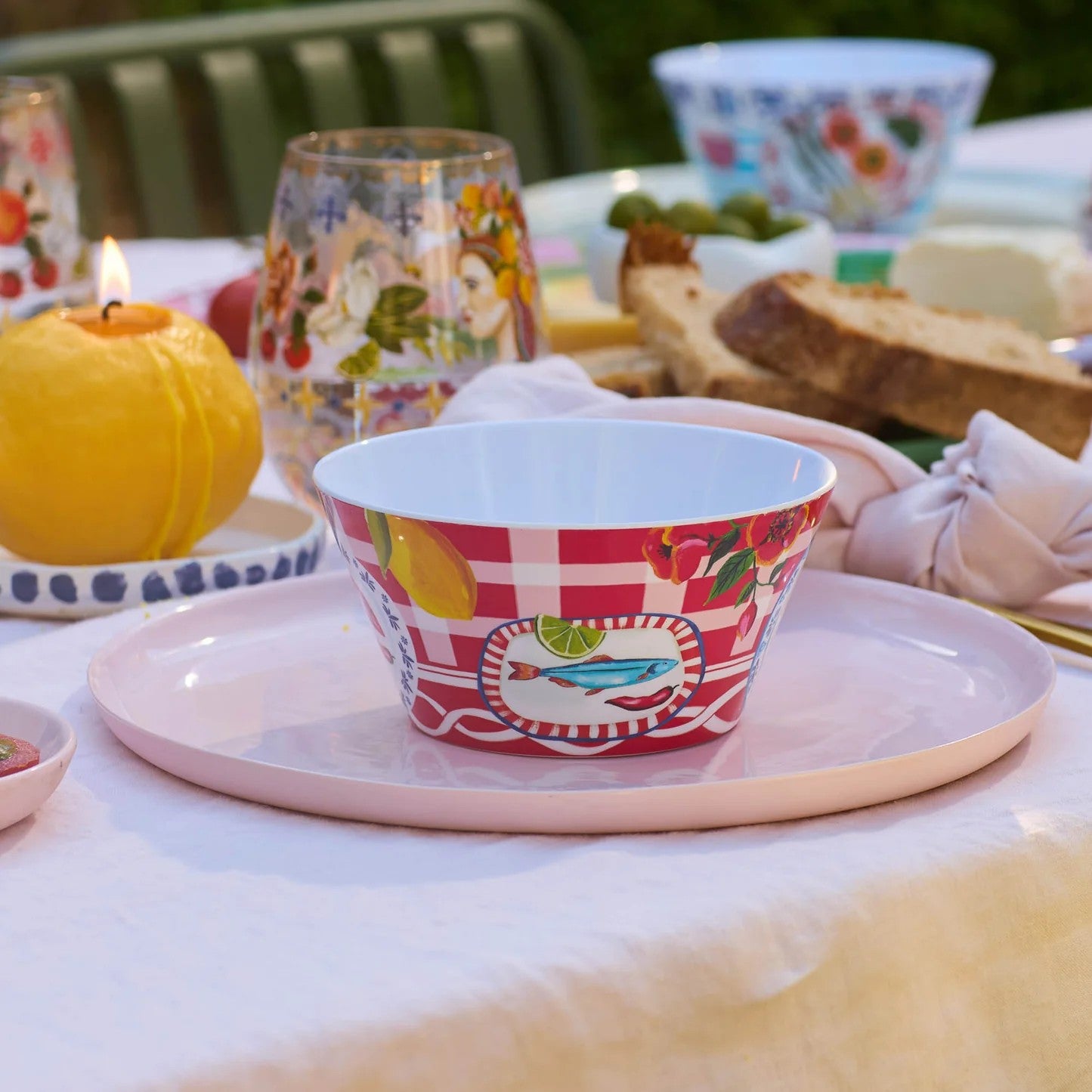 Set of 4 Melamine Italian Summer Bowls