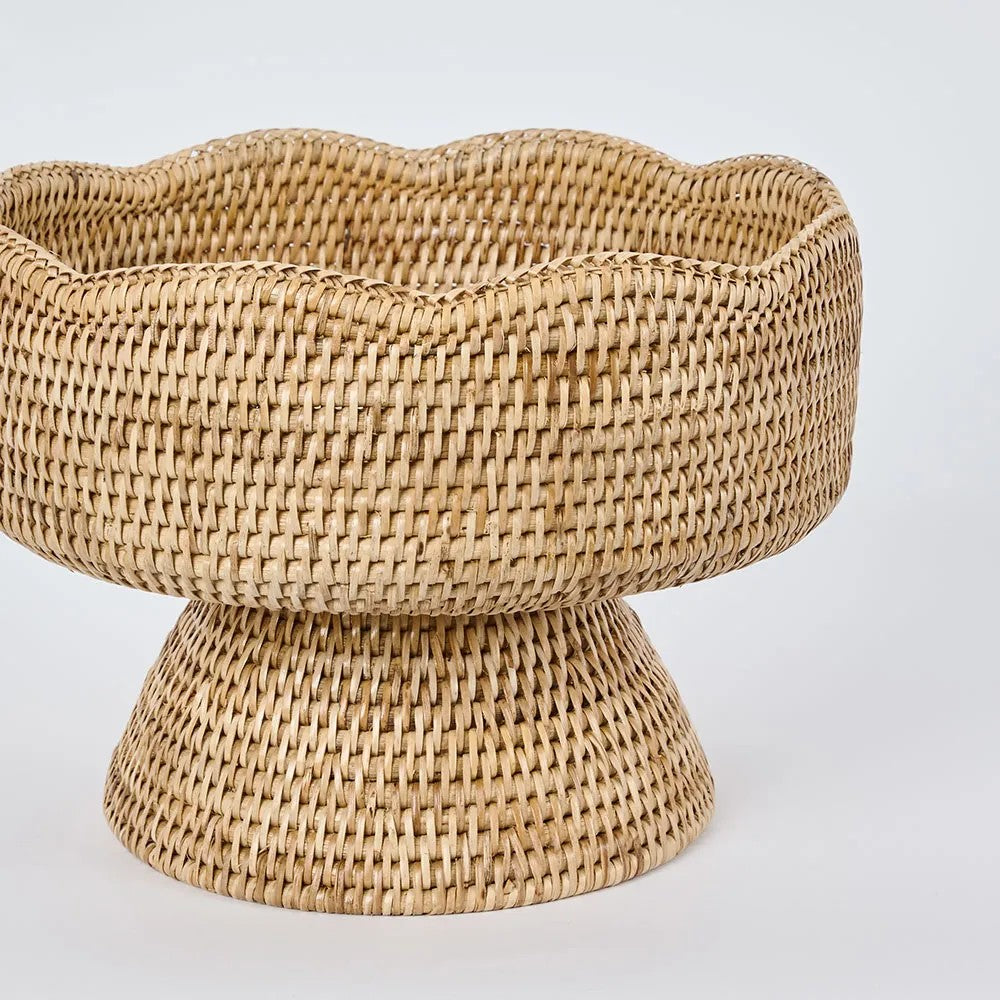Paume Scallop Rattan Fruit Bowl on Stand Natural ETA 20/01/2026