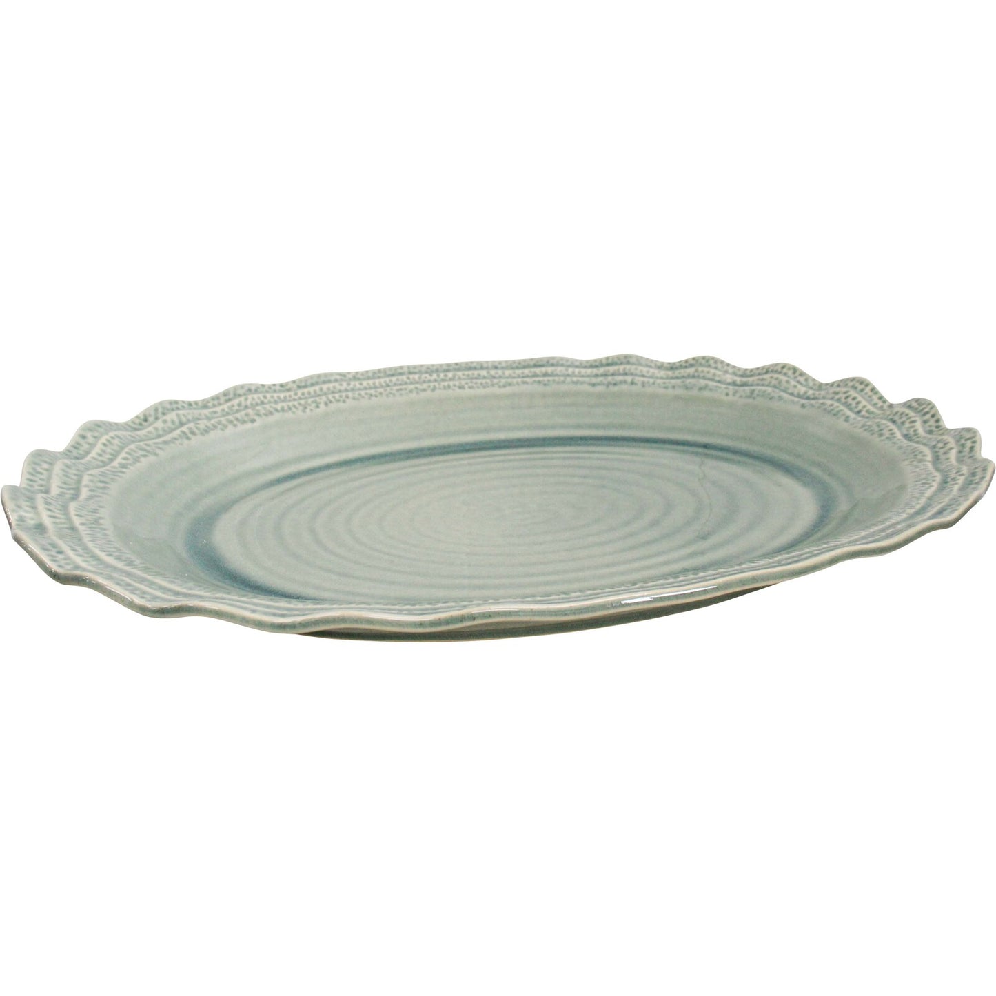 Minorca Silver Grass Ceramic Oval Platter XL 49x33.5x6cm