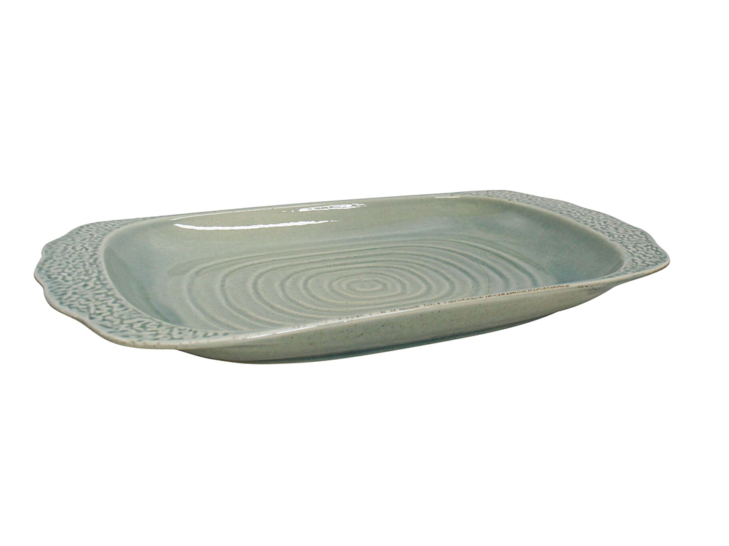 Minorca Silver Grass Ceramic Rectangle Platter 49x33.5x6cm