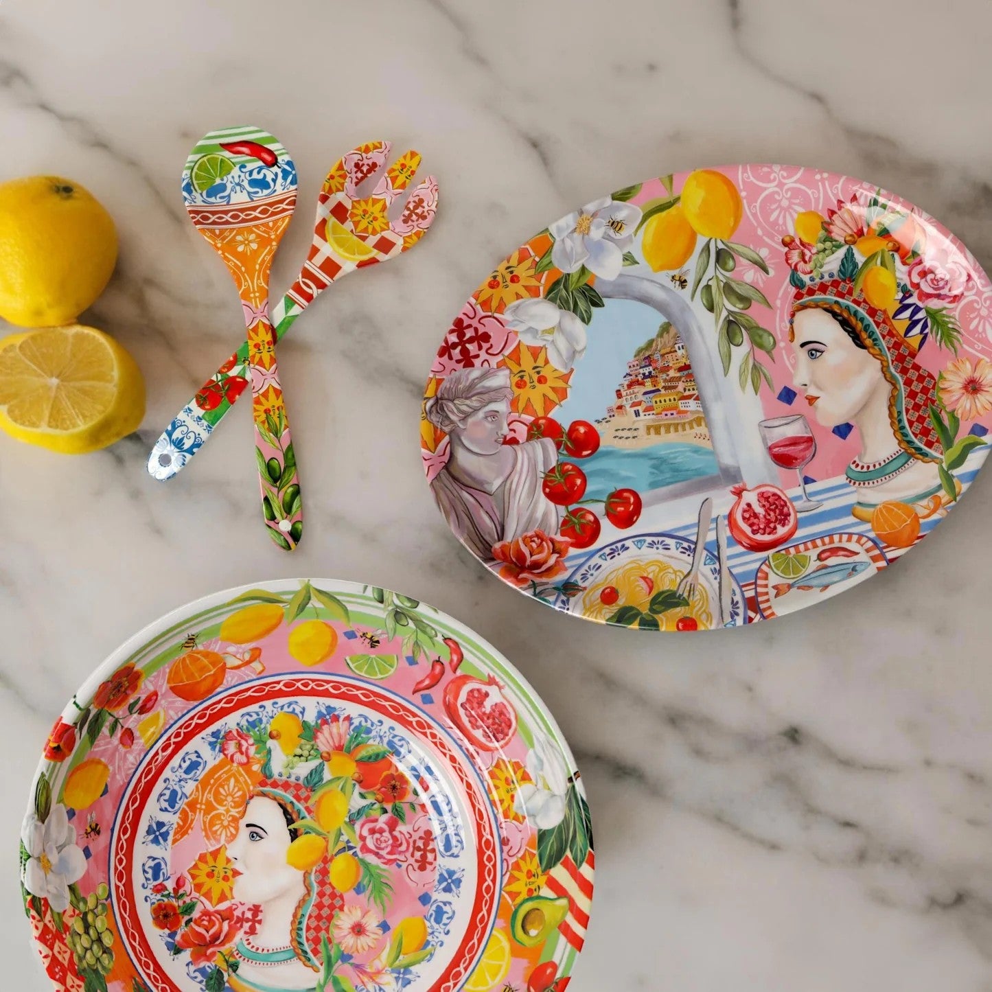 Melamine Salad Servers Italian Summer