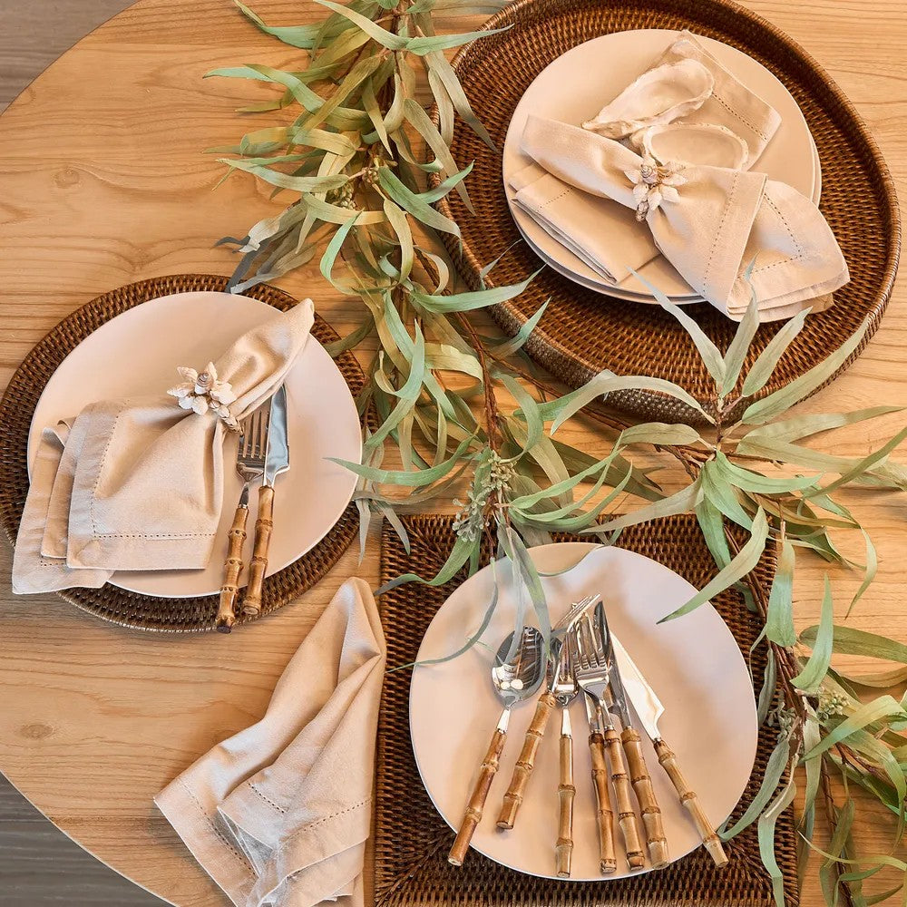 Saigon Stainless Steel Bamboo Handle 16 Piece Cutlery Set