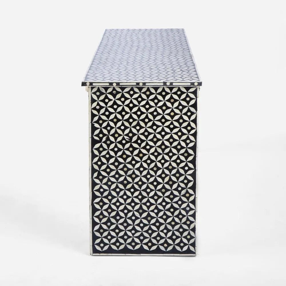 Stella Bone Inlay Console Table Black White