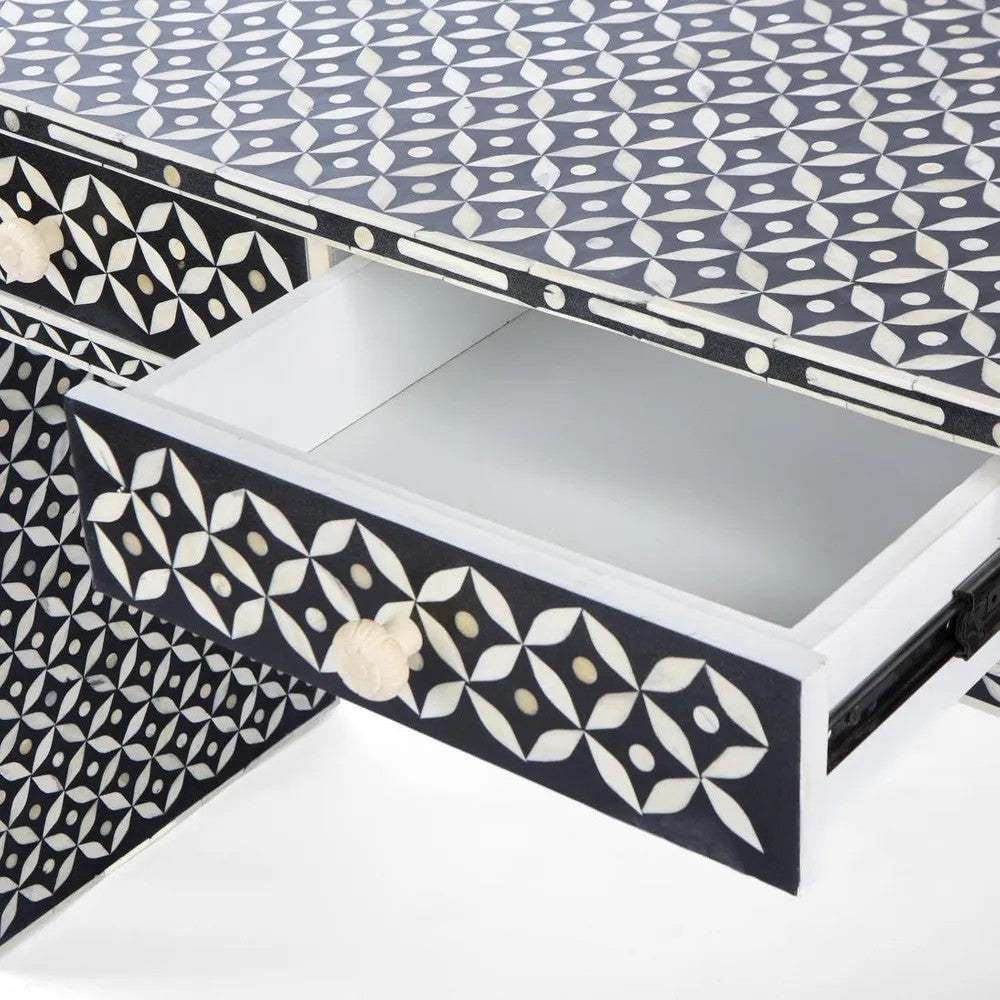 Stella Bone Inlay Console Table Black White