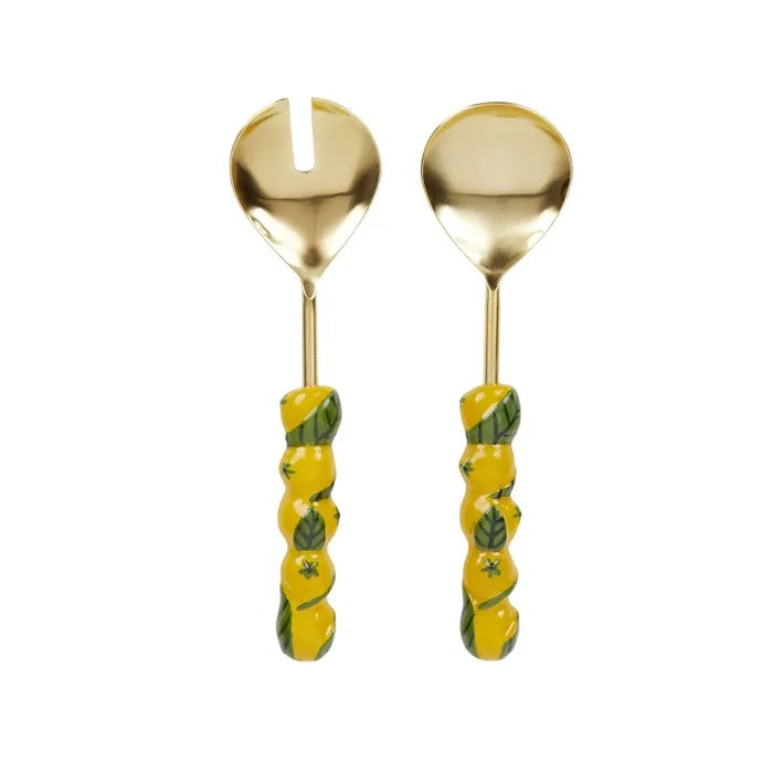 Set of 2 Lemon Stainless Steel Salad Servers 26cm