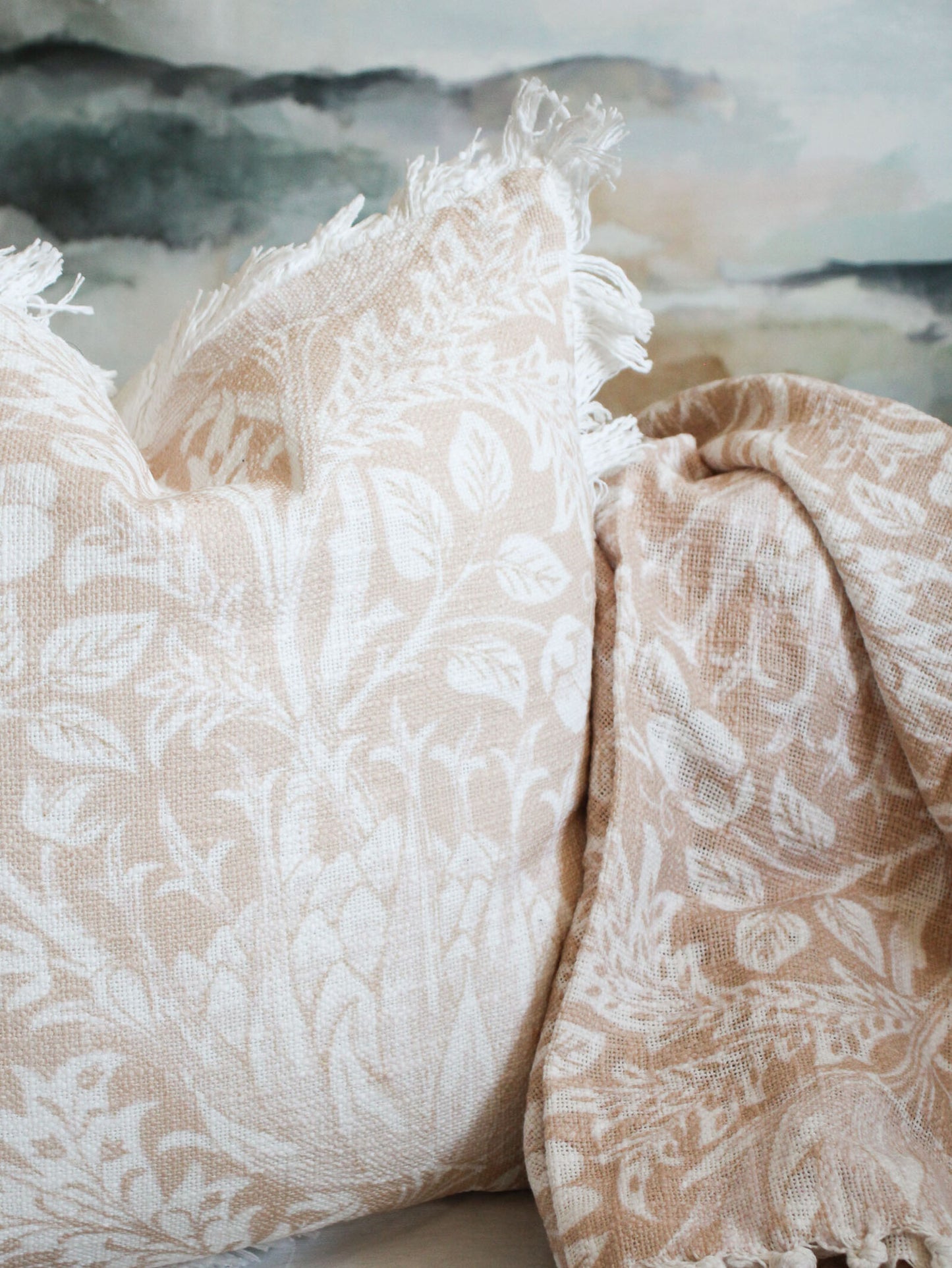 Floral Cotton Throw blanket artichoke