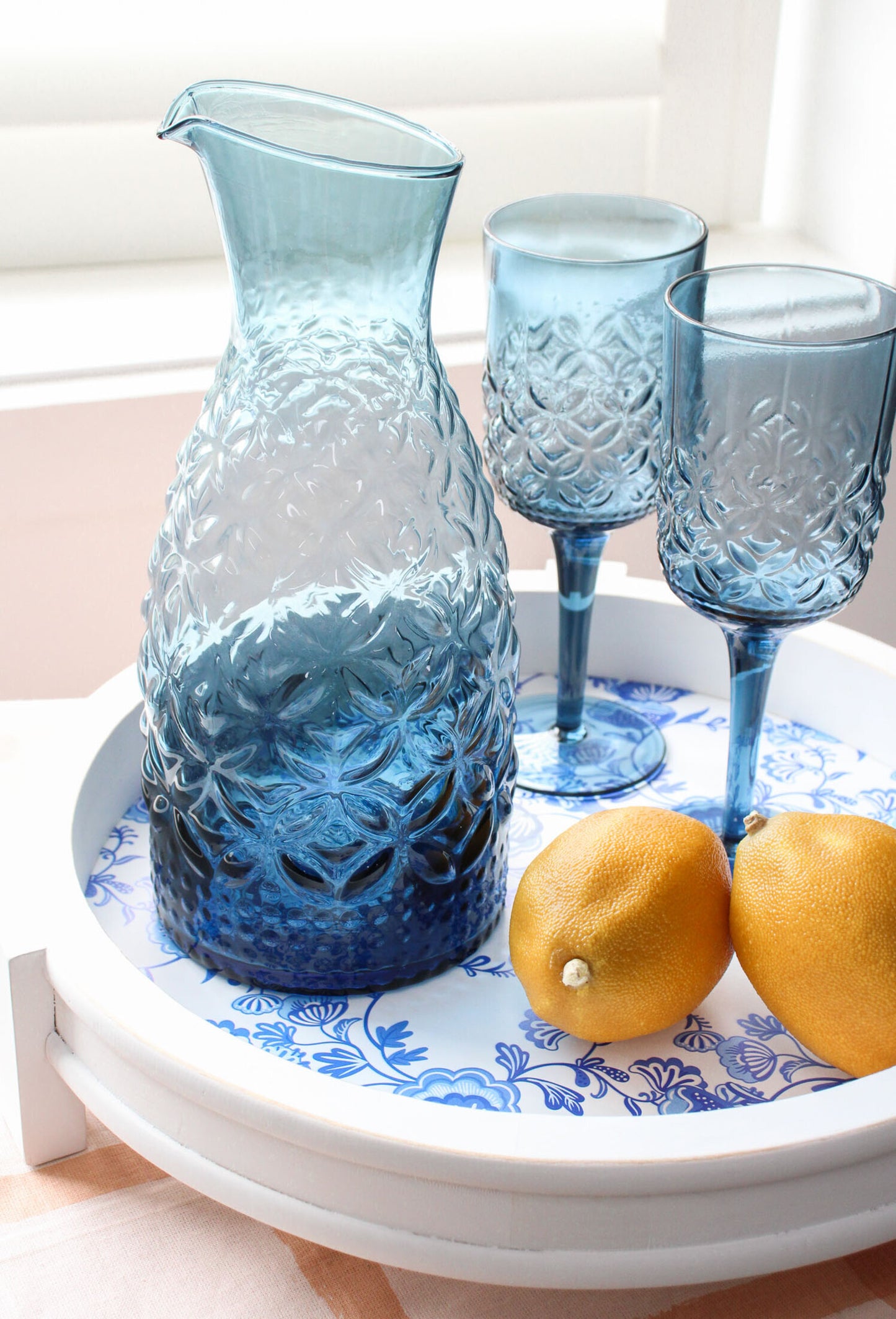 Blue and White Floral Serving/ Serving Decor Tray