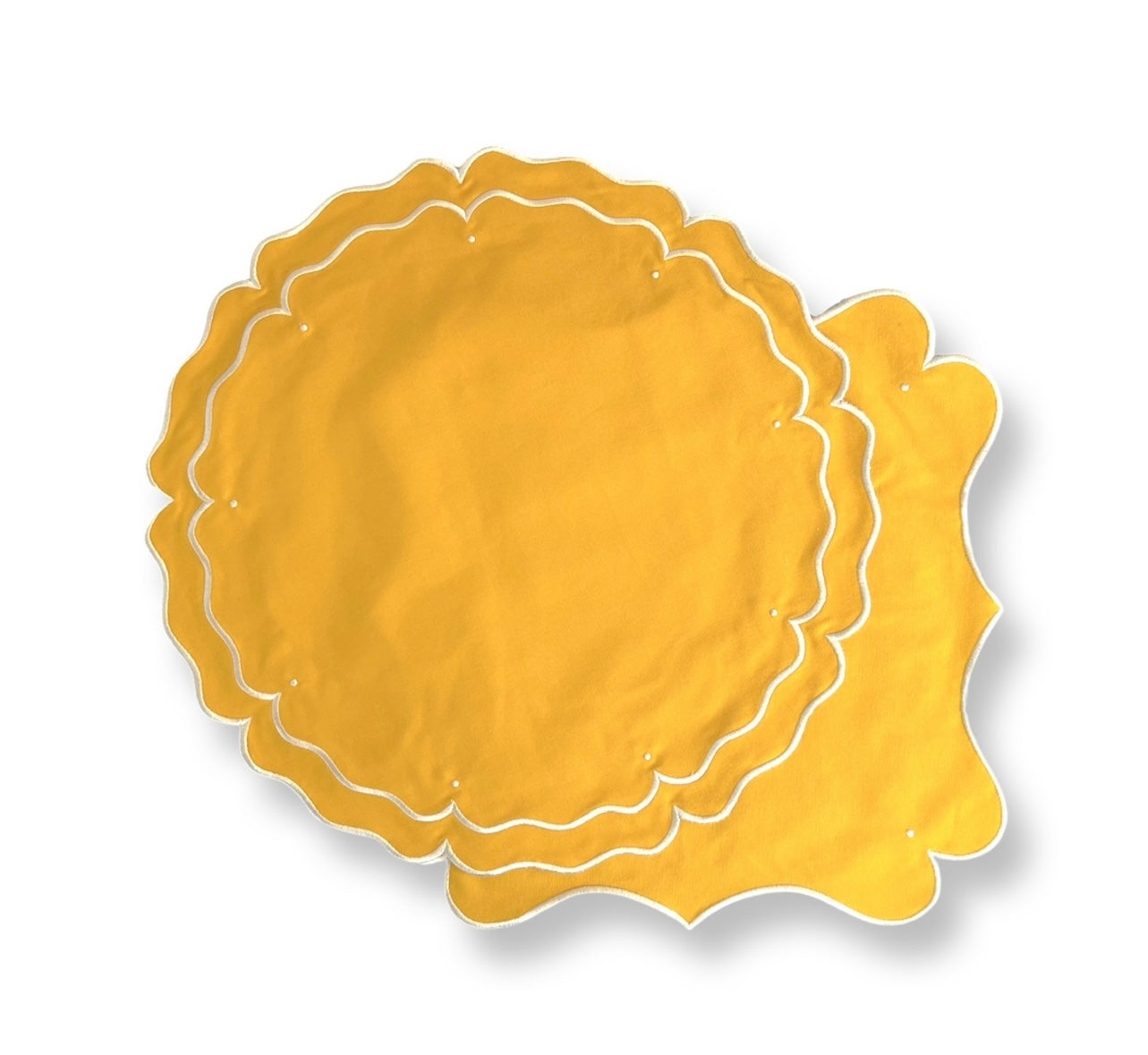 8 Piece High Tea Round Yellow Placemat And Napkin Set