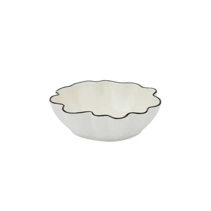Set of 6 Winslow Ceramic Bowls 16x5cm Ivory/Black