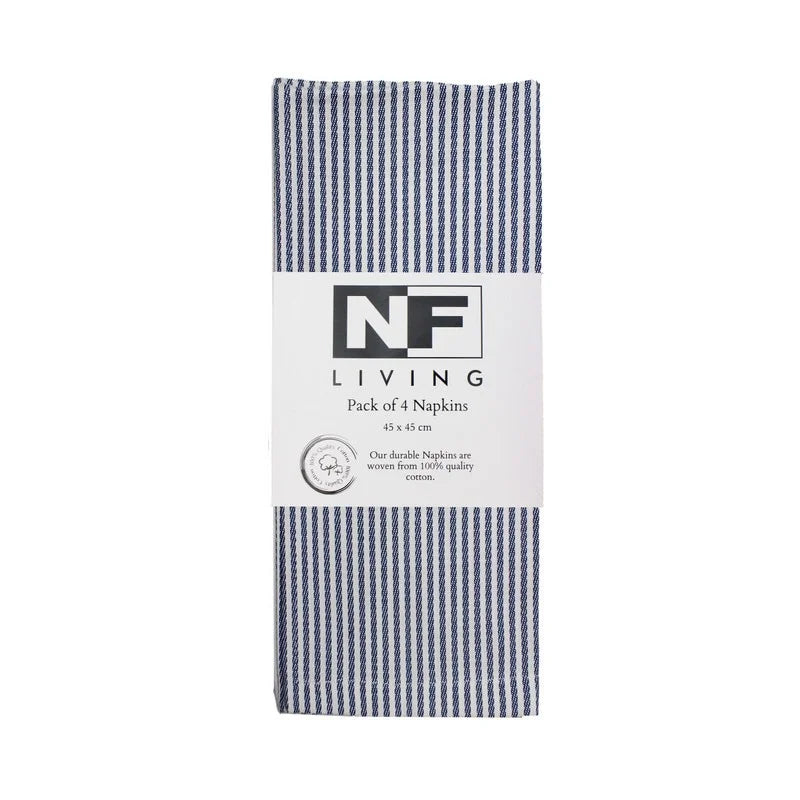 Set of 4 Maison French Navy Striped Cotton Napkins