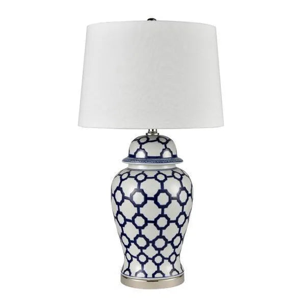 Lucca Blue & White Jar Shaped Lamp & Shade ETA 05/11/2025