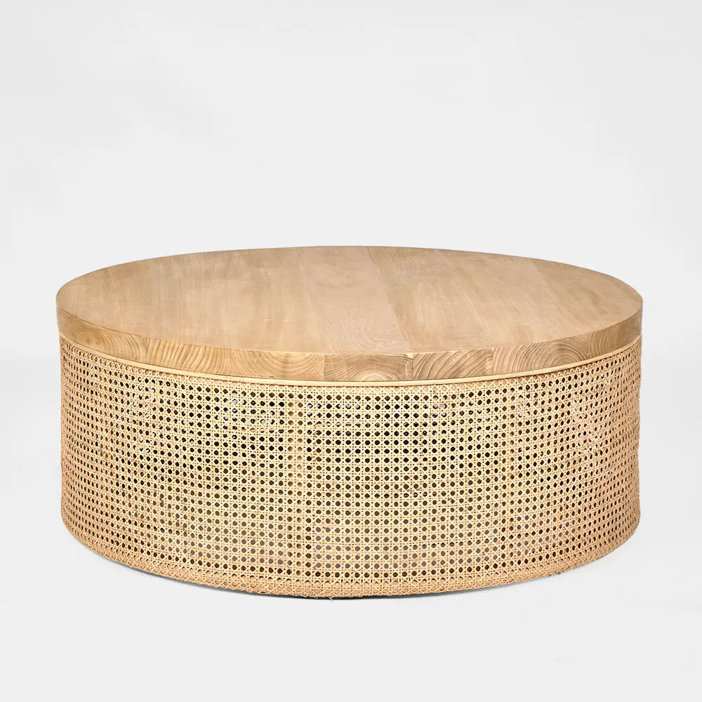 Zoe Coffee Rattan & Timber Round Natural Table