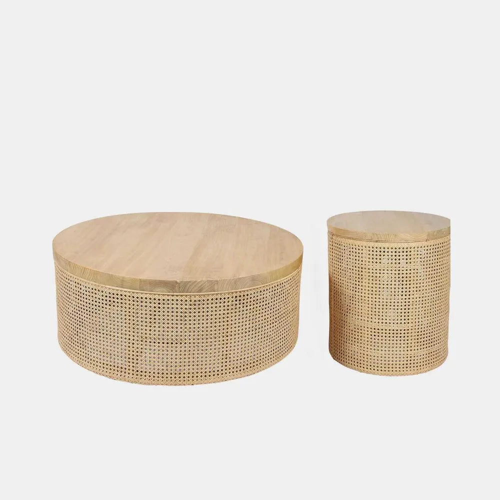 Zoe Coffee Rattan & Timber Round Natural Table