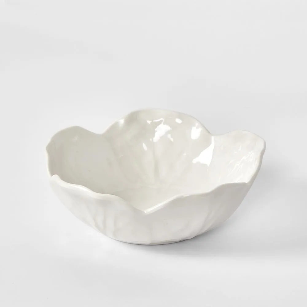 Luxe White Cabbage Leaf Melamine Bowls Set of 12