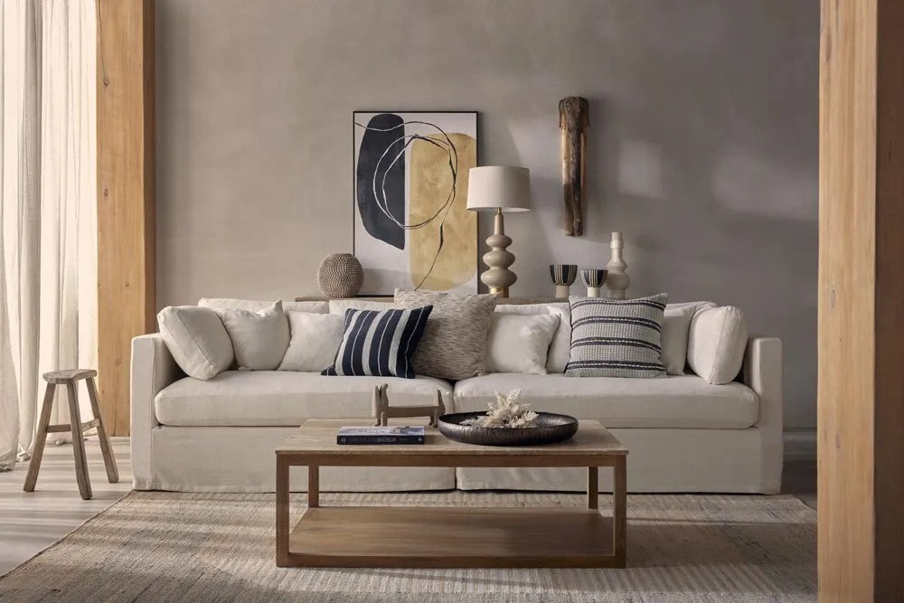 Linden Sandstone Table Lamp & Linen Shade ETA 03/10/2025