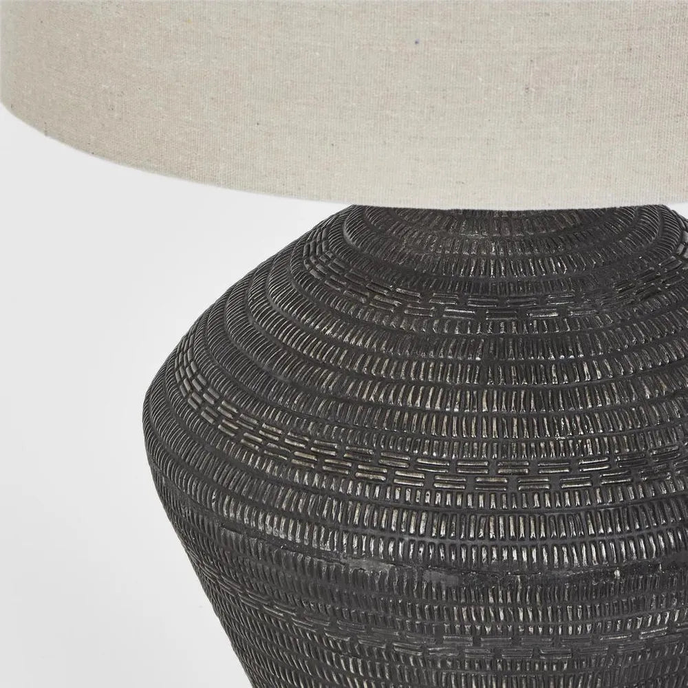 Meridien Black Lamp with Natural Linen Shade PRE ORDER ETA 03/10/2025