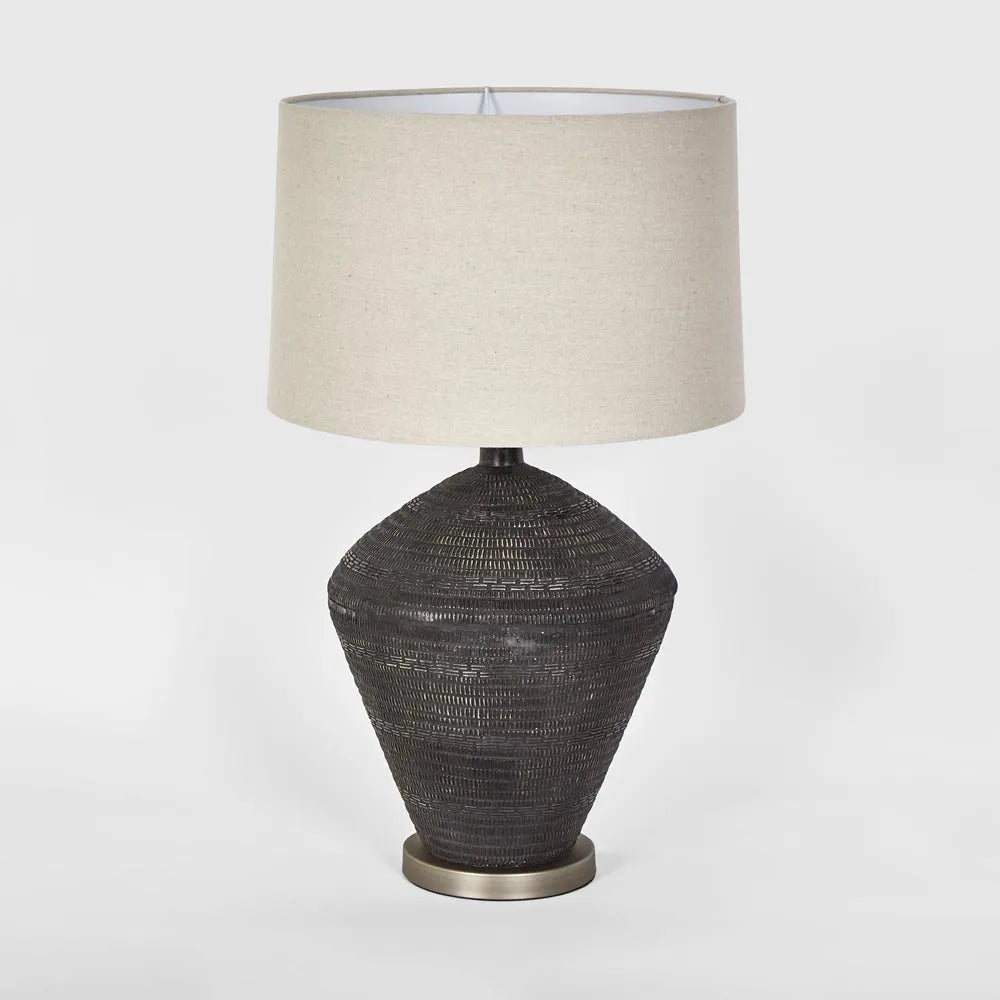Meridien Black Lamp with Natural Linen Shade PRE ORDER ETA 03/10/2025