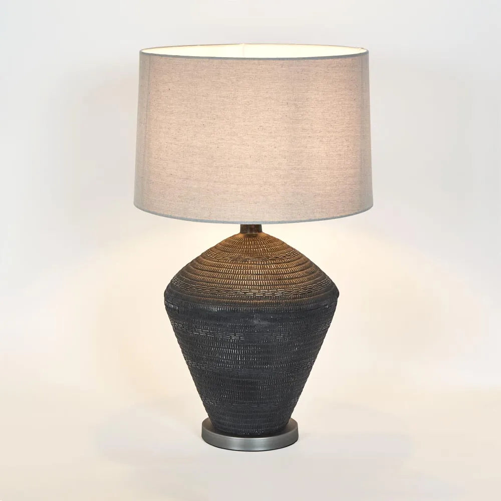 Meridien Black Lamp with Natural Linen Shade PRE ORDER ETA 03/10/2025