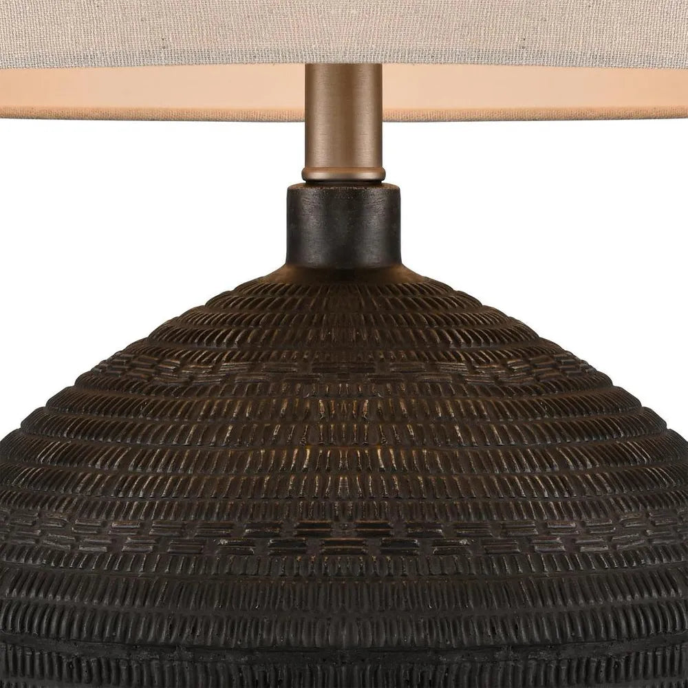 Meridien Black Lamp with Natural Linen Shade PRE ORDER ETA 03/10/2025
