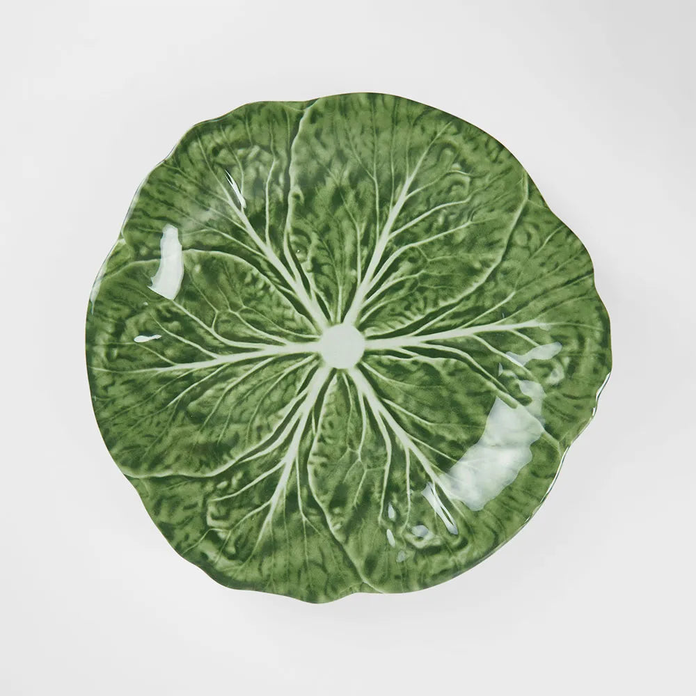 Luxe Green Cabbage Leaf Dinner Plate Set of 12