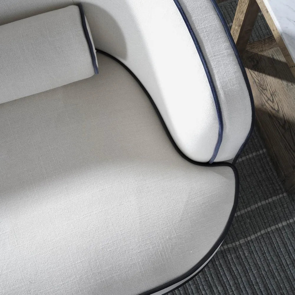 Brighton Hamptons 3 seat sofa Ivory with blue piping