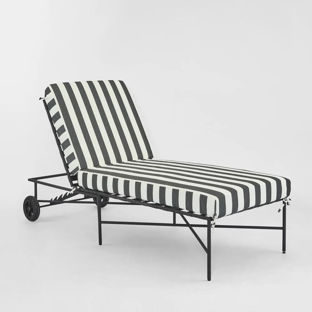 Sheffield Sunlounge Outdoor Bed Iron B/W Stripe Cushion PRE ORDER ETA 08/10/2025